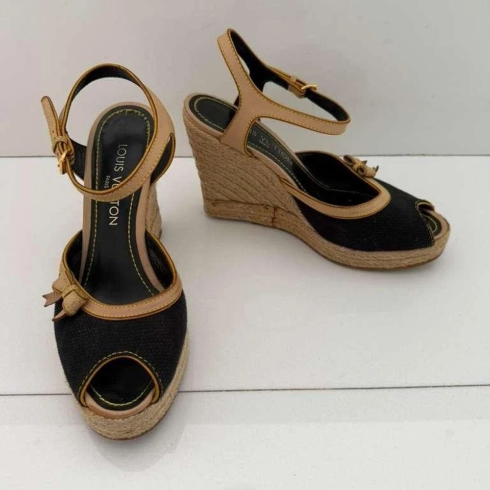 Louis Vuitton Isola Canvas Wedge Espadrilles Sandals FR38.5 US8 $1030 - Picture 6 of 15